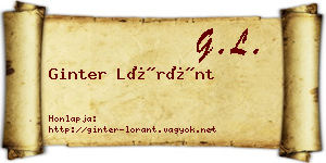 Ginter Lóránt névjegykártya