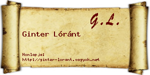 Ginter Lóránt névjegykártya